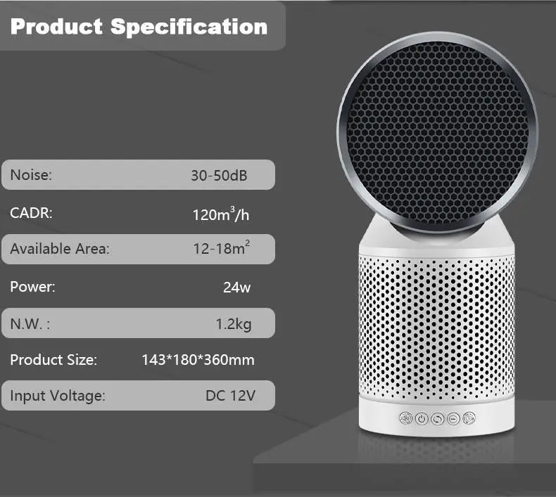 Negative Ion Rotating Activated Carbon Hepa Filter Air Purifier ATLS7 Atlas